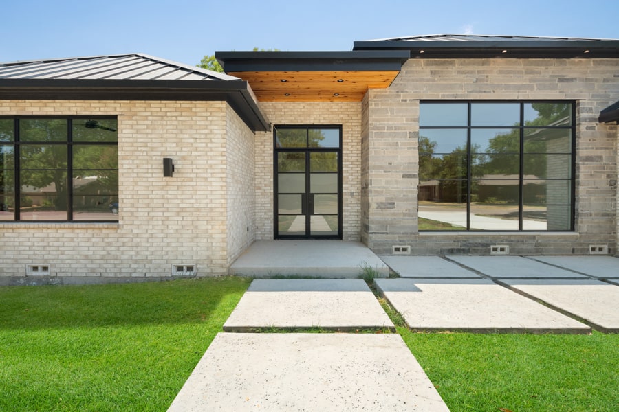 Dallas remodel exterior stone brick ranch to contemporary