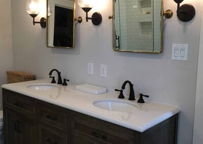 Master Bath Modern Farmhouse Stained Wood Double Vanity