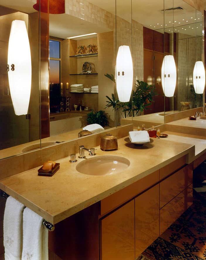 Bath remodel full wall mirrors